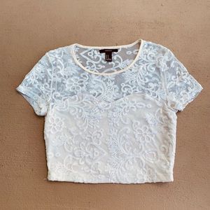 IVORY LACE CROP TOP